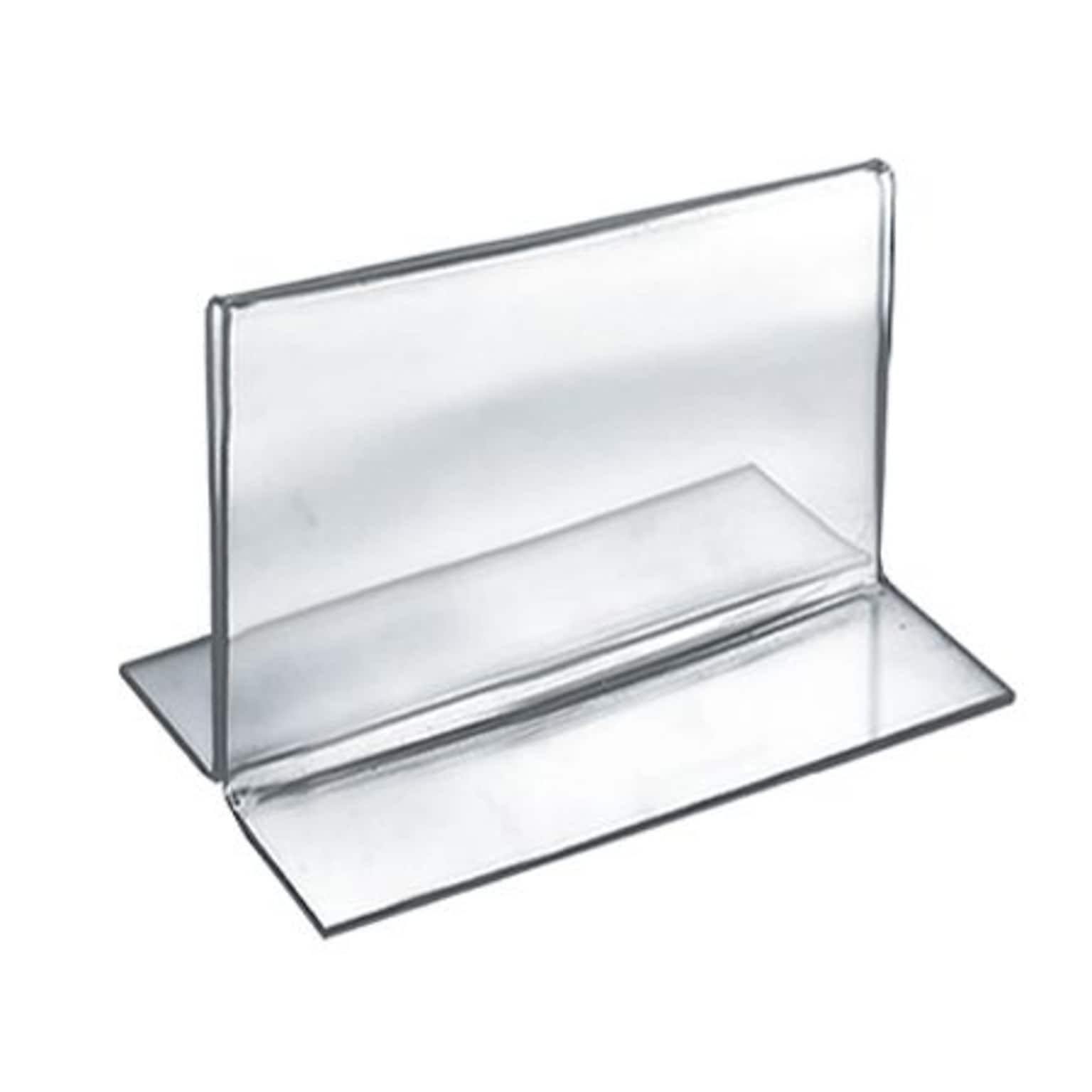 Azar Displays Bottom Loading Clear Acrylic T-Frame Sign Holder 5 Wide x 3.5 High-Horizontal/ Landscape, 10-Pack (152732)