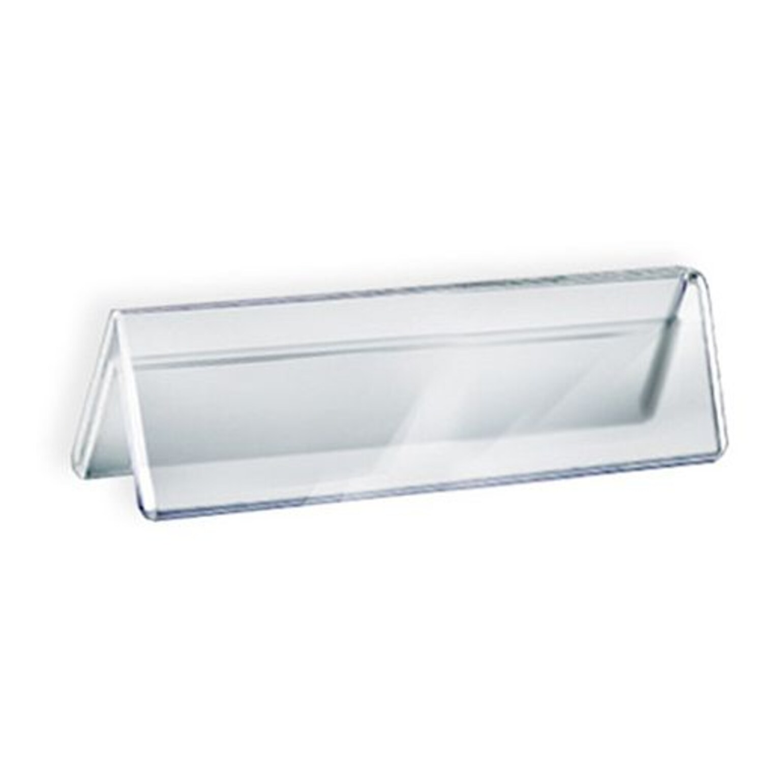 Azar Displays Two Sided Tent Style Clear Acrylic Sign Holder and Nameplate, Size: 6 W x 2 H on each side, 10-Pack (192801)