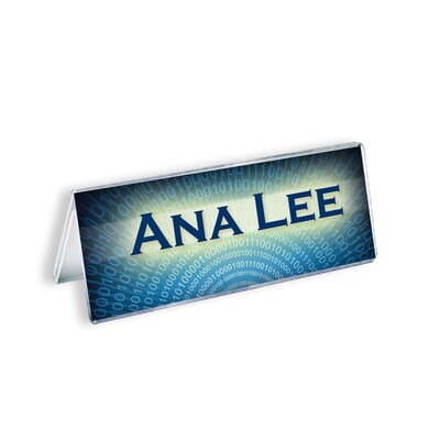 Azar Displays Nameplate Sign Holder, 8.5" W x 3" H, Clear, 10/Pack (192805)