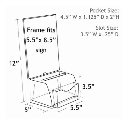 Azar Displays Clear Small Molded Lottery Box with Pocket (206006)