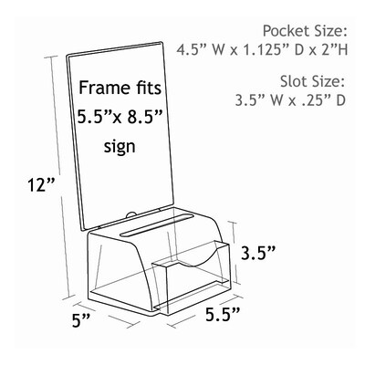 Azar Displays Clear Small Molded Lottery Box with Pocket (206006)