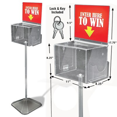 Azar Displays Extra Large Suggestion Box with Lock and Keys on Pedestal. Color: Clear (206300)