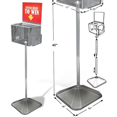 Azar Displays Extra Large Suggestion Box with Lock and Keys on Pedestal. Color: Clear (206300)