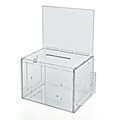 Azar® Extra Large Clear Suggestion Box With Pocket, Lock and Keys, 8 1/4(H) x 11(W) x 8 1/4(D)
