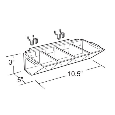 Azar® 4 Compartment Pegboard/Slatwall Tray, Clear, 2/Pk