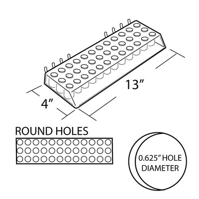 Azar Displays 36 Round Slot Pegboard Lipstick and Mascara Tray, Clear, 2/Pack (225523)