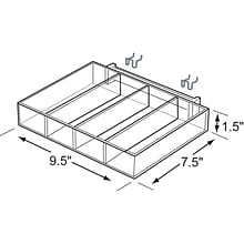 Azar® 4 Compartment Tray For Pegboard/Slatwall, 2/Pk