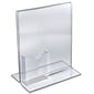 Azar® 11 x 8 1/2 Vertical Double Stand Up Acrylic Sign Holder Brochure Pocket, Clear, 10/Pack