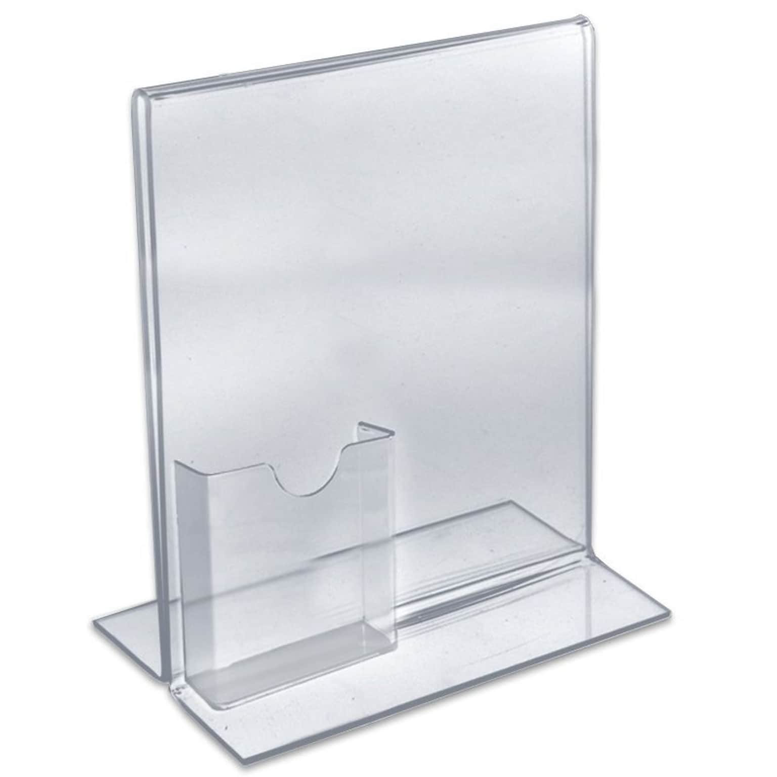 Azar® 11 x 8 1/2 Vertical Double Sided Stand Up Acrylic Sign Holder with Brochure Pocket, Clear, 10/Pack