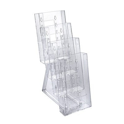 Azar Displays Four-Tier Trifold Brochure Holder, 4.75"W x 1425"H, Clear, 2/Pack (252306)