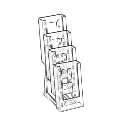 Azar Displays Four-Tier Trifold Brochure Holder, 4.75"W x 1425"H, Clear, 2/Pack (252306)