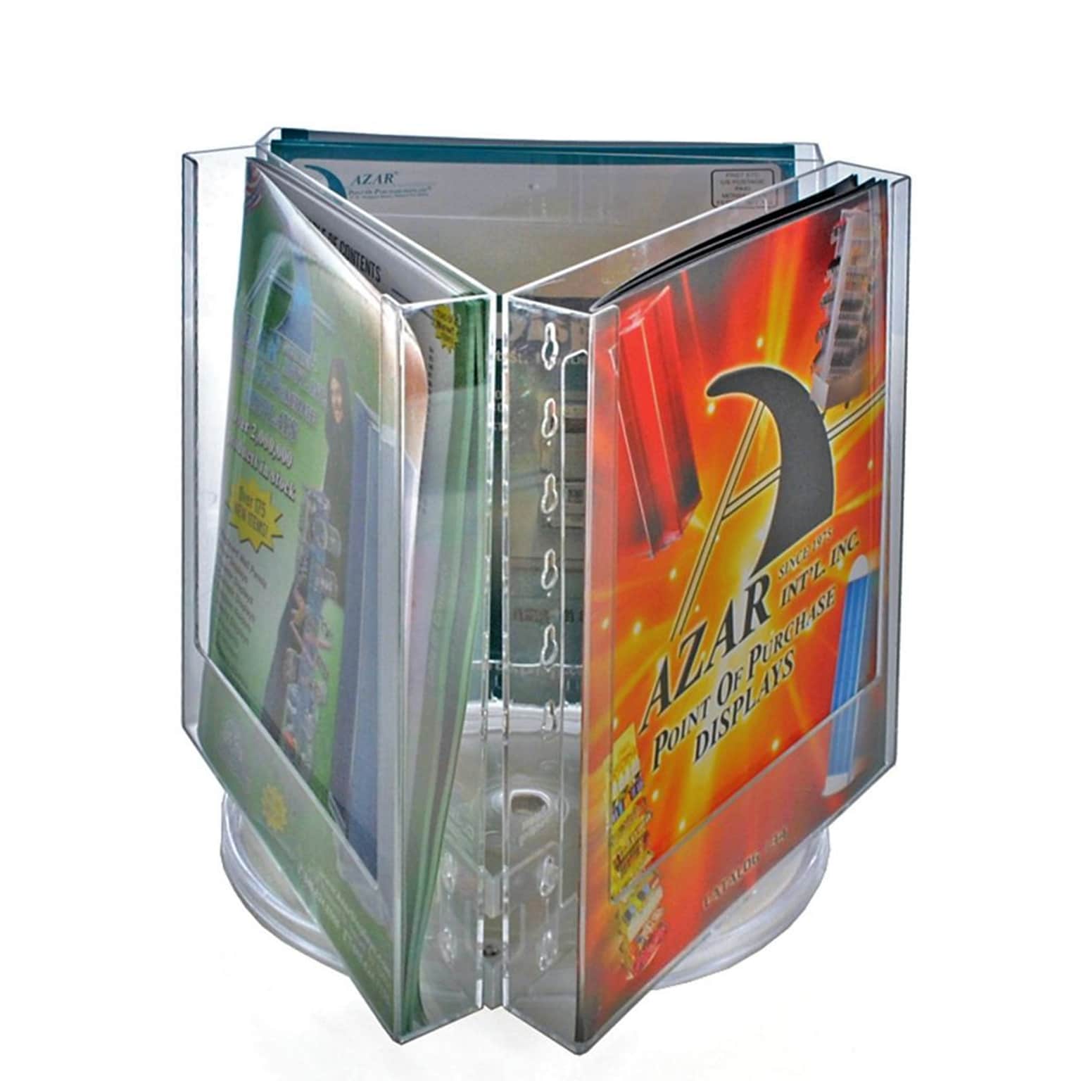Azar® 11 1/2 x 9 Letter Size 3-Pocket Revolving Modular Crystal Styrene Brochure Holder, 1/Ea
