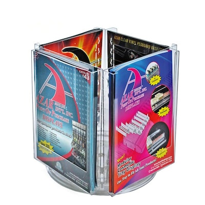 Azar Displays Four- Pocket Revolving Letter Brochure Holder, 12.25W x 11.75H, Clear (252321)