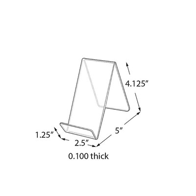 Azar Displays 2.5"W x 5"D x 4.125"H Easel Display. Front Lip: 1.25"H, 10-Pack (515415)