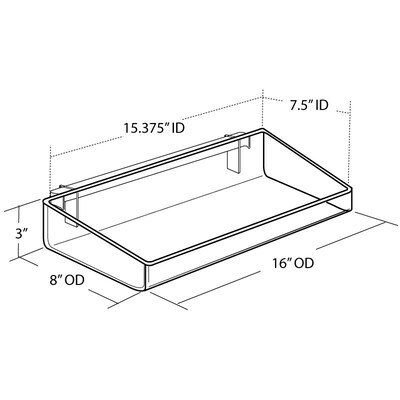 Azar® Open Tray, 3"(H) x 16"(W) x 8"(D), 2/Pk