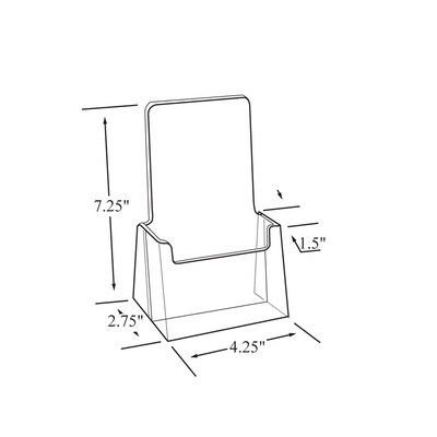 Azar® Counter Trifold Brochure Holder, Clear, 50/Pack