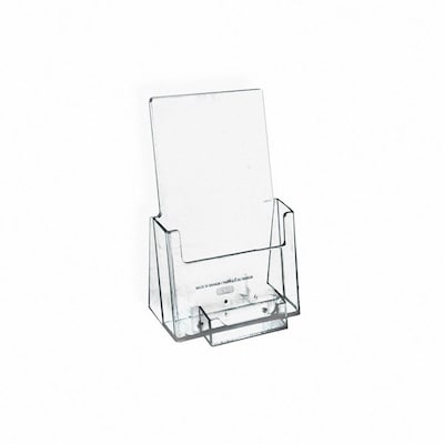 Azar Displays Trifold Brochure Holder w/ Business Card Pocket, 4.125W x 7.25H, Clear, 50/Pack (252