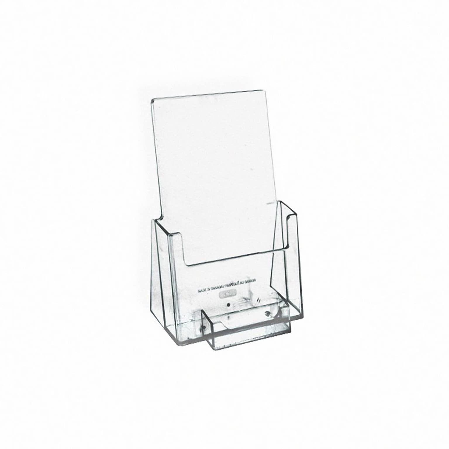 Azar® Counter Trifold Brochure Holder With Business Card Pocket, Clear, 50/Pack