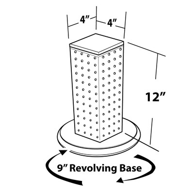 Azar 12"(H) x 4"(W) x 4"(D) 4-Sided Revolving Pegboard Counter Display, Black