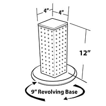 Azar 12(H) x 4(W) x 4(D) 4-Sided Revolving Pegboard Counter Display, Black