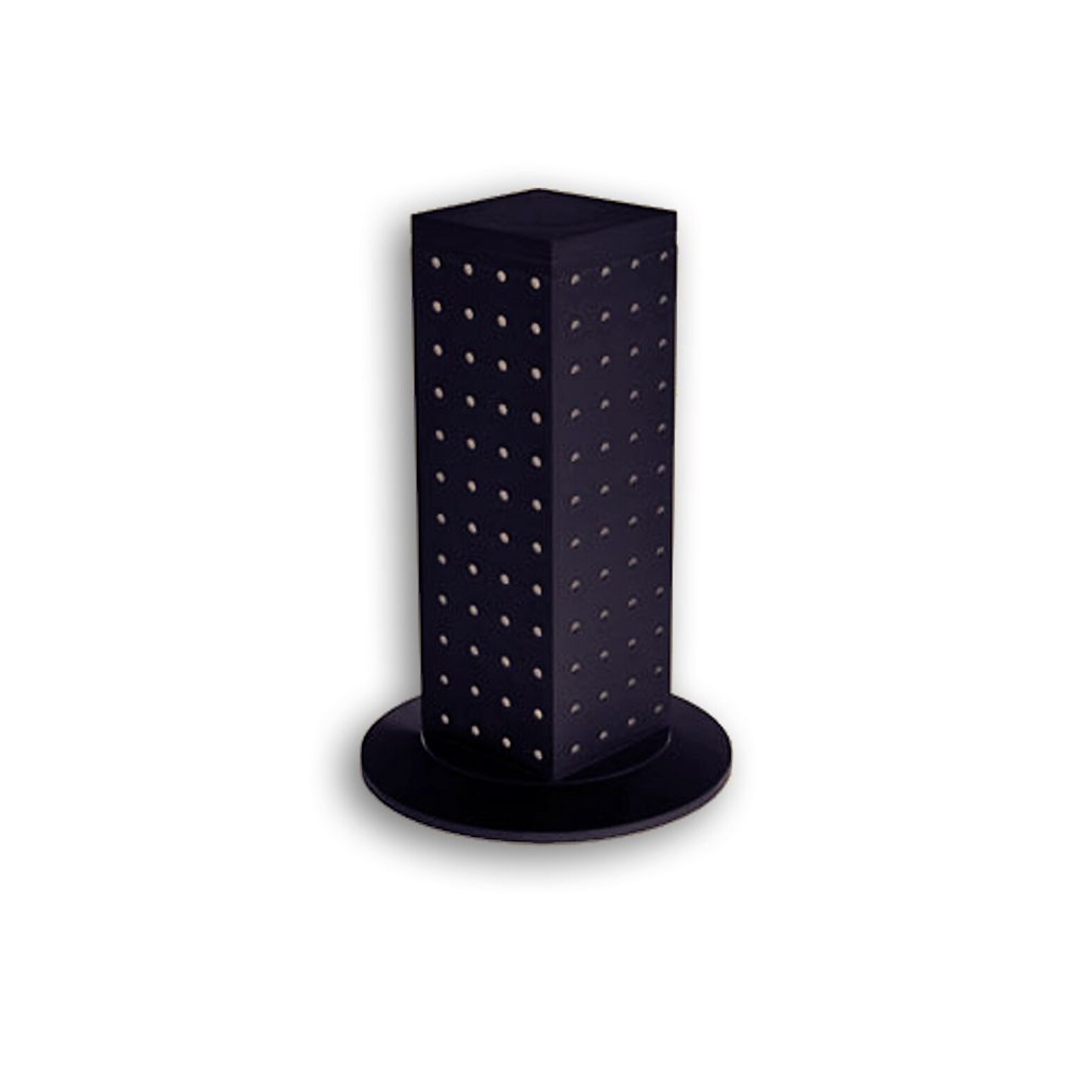 Azar Displays Four-sided 4W x 12H Pegboard Tower with Revolving 9 Base, Black(700220-BLK)