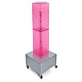 Azar® 40(H) x 8(W) x 8(D) 4-Sided Interlocking Pegboard Display Tower With Wheels, Pink