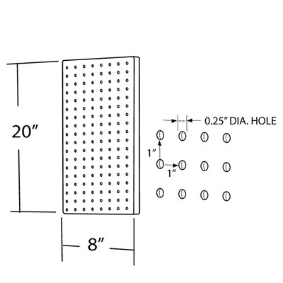 Azar® 20(H) x 8(W) Pegboard 1-Sided Wall Panel, Translucent Clear, 2/Pack (770820-CLR-2PK)