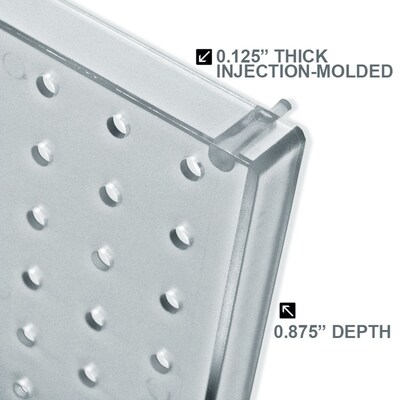 Azar® 20"(H) x 8"(W) Pegboard 1-Sided Wall Panel, Translucent Clear, 2/Pack (770820-CLR-2PK)