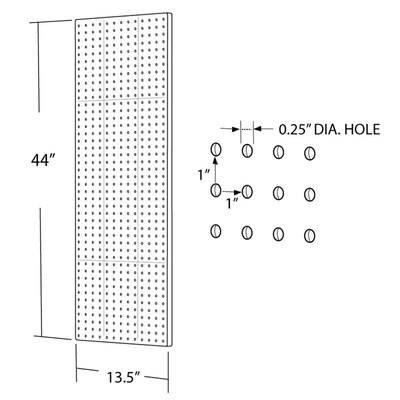 Azar Displays Pegboard Wall Panel Storage Solution, Size: 44x 13.5, 2-Pack, White (771344-WHT-2PK)