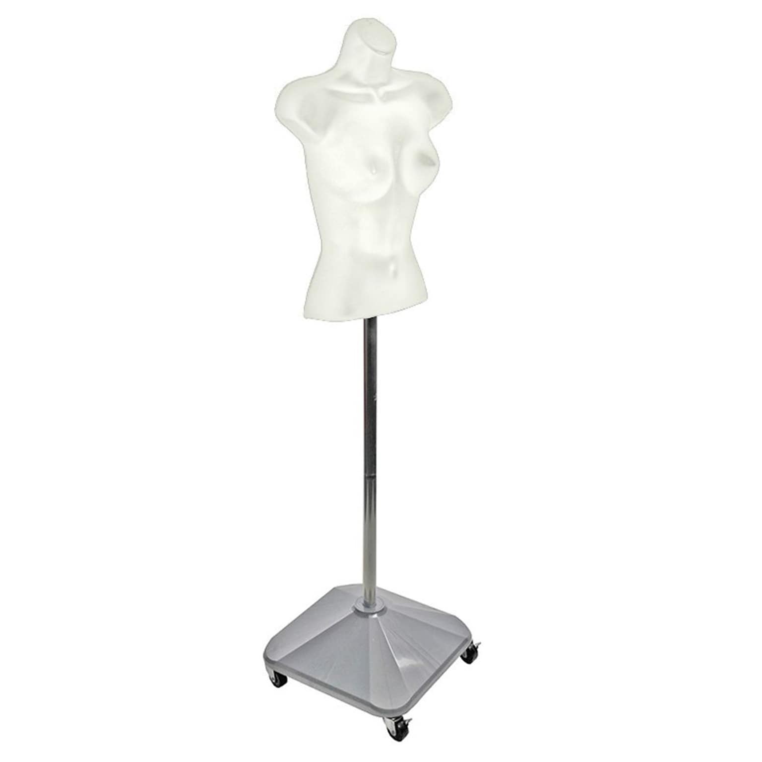 Azar 60 Plastic Female Bust on Wheeled Plastic Base, White (900505-WHT)