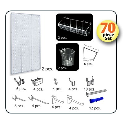 Azar® Pegboard Organizer Kit, Clear Frosted