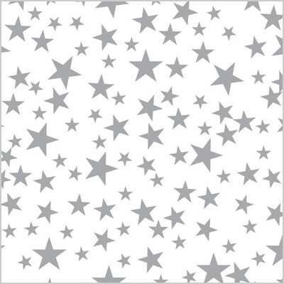 Shamrock 20" x 30" Silver Stars Printed Tissue Paper; Silver/White, 200/Pack
