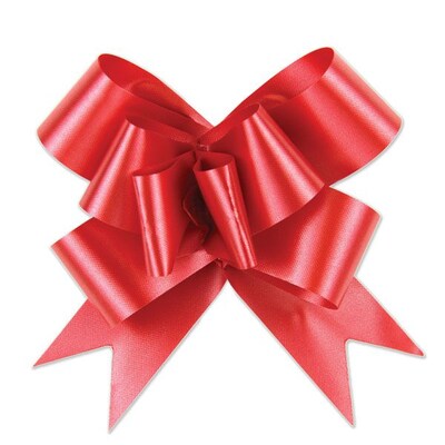 Shamrock Bow Magic® Splendorette® Butterfly 4"(dia) Pull Bow With 38" Band Ribbon; Red, 100/Carton
