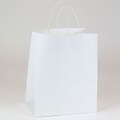 Shamrock 10 x 7 x 12 1/2 Paper Wide Carryout Bengal Kraft Shopping Bags; White, 250/Carton