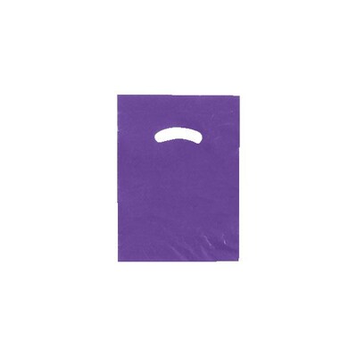 Shamrock 9 x 12 Low Density Single Layer Kidney Die-Cut Handle Bags; Purple, 1000/Carton