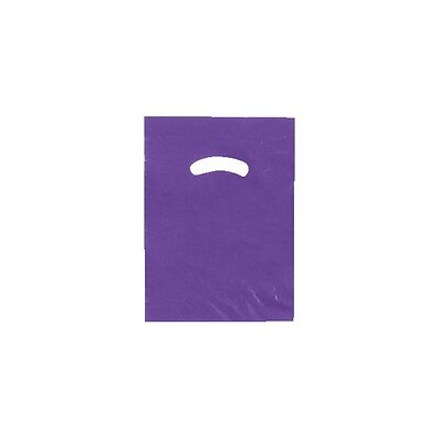 Shamrock 9 x 12 Low Density Single Layer Kidney Die-Cut Handle Bags; Purple, 1000/Carton