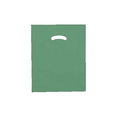 Shamrock 12 x 15 Low Density Single Layer Kidney Die-Cut Handle Bags; Dark Green, 1000/Carton