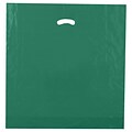 Shamrock 20 x 20 x 5 Low Density Single Layer Kidney Die-Cut Handle Bags; Dark Green, 500/Carton