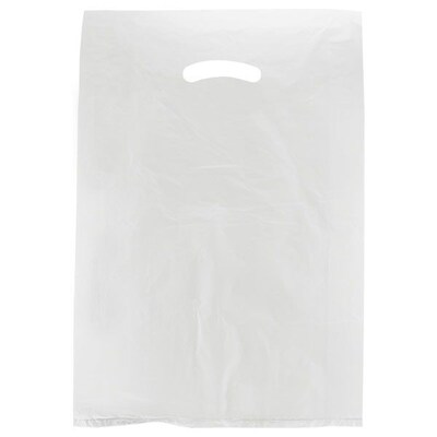 Shamrock 12 x 3 x 18 High Density Die-Cut Handle Merchandise Bags; White, 500/Carton