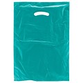 Shamrock 12 x 3 x 18 High Density Die-Cut Handle Merchandise Bags; Teal Green, 500/Carton