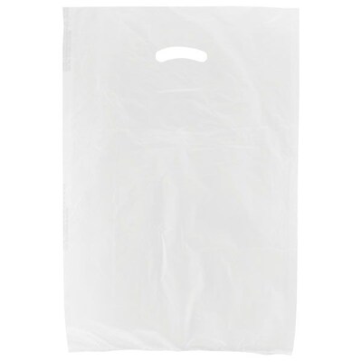 Shamrock 16 x 4 x 24 High Density Die-Cut Handle Merchandise Bags, White, 500/Carton