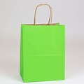 Shamrock 8 x 4 3/4 x 10 1/2 Shadow Stripe Kraft Paper Chimp Shopping Bags; Apple Green, 250/CT