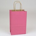 Shamrock 5 1/2x3 1/4x8 3/8 Shadow Stripe Kraft Paper Toucan Shopping Bags; Lipstick Pink, 250/CT