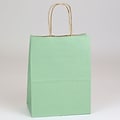Shamrock 8 x 4 3/4 x 10 1/2 Shadow Stripe Kraft Paper Chimp Shopping Bags; Sage Green, 250/Carton