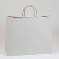 Shamrock 16 x 6 x 13 Shadow Stripe Kraft Paper Jaguar Shopping Bags; Picket Fence Gray, 250/CT