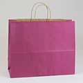 Shamrock 16 x 6 x 13 Shadow Stripe Kraft Paper Jaguar Shopping Bags; Boysenberry Pink, 250/Carton