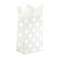 Shamrock 5 1/2 x 3 1/4 x 8 3/8 Printed Paper Toucan Shopping Bags, Polka Dot Pearl, 100/Carton