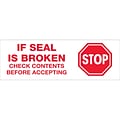 Tape Logic™ 3 Pre Printed Stop If Seal Is Broken Carton Sealing Tape, Red On White, 6/Pack