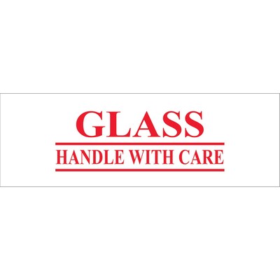 Tape Logic Glass - Handle With Care Security Tape, 2 x 55 yds., Red/White, 6/Carton(T901P176PK)