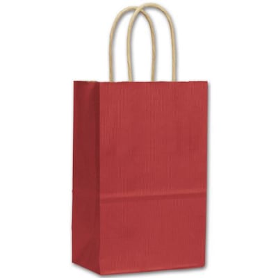 Paper 8.25H x 5.25W x 3.5D Varnish Shopping Bags, Red, 250/Pack (15-050309-1)